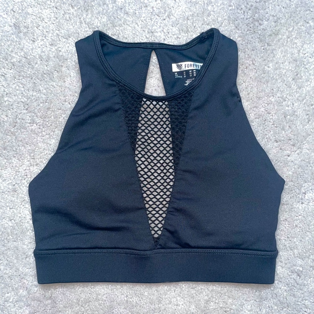 Black Mesh Sports Bra